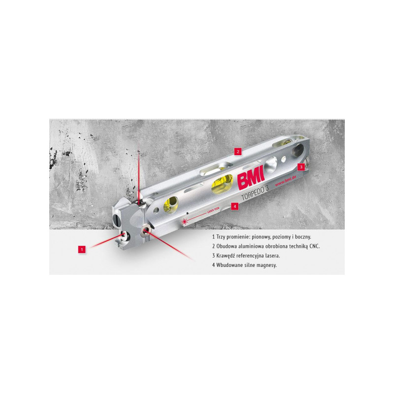 Poziomica laserowa BMI TORPEDO 3 | Dobra Cena | Sklep Online - Norwit.pl