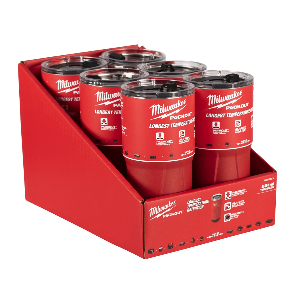 PACKOUT™ Milwaukee Kubki Packout Tumbler 887 ml Red utrzymaj swój napój  gorący lub zimny w stylu