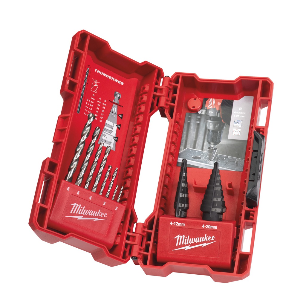 Zestaw wierteł stopniowych Milwaukee | Step & drill bit combo set (10pc)