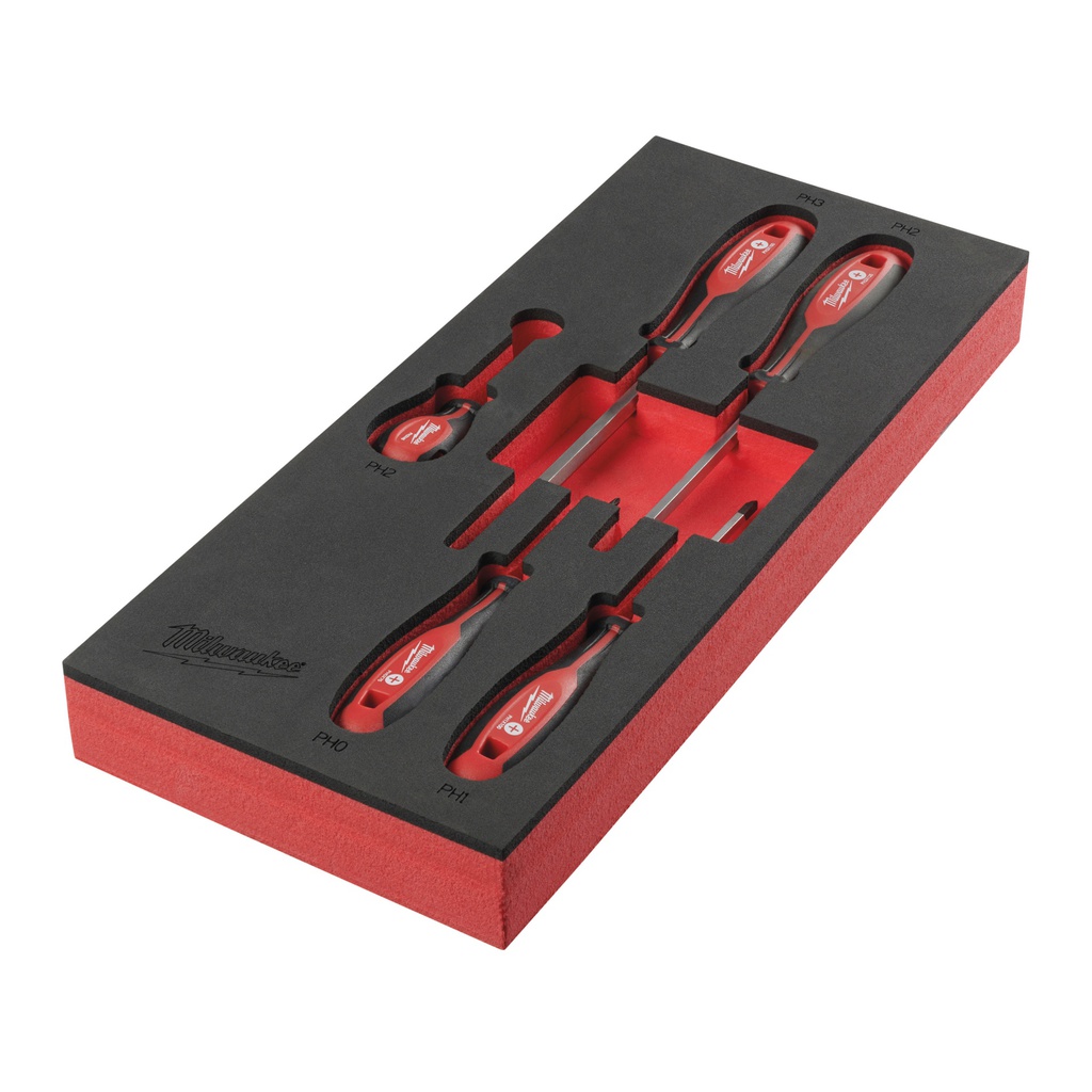 Wkładki piankowe z wkrętakami Milwaukee | Screwdriver PH Set Foam Insert - 5 pc