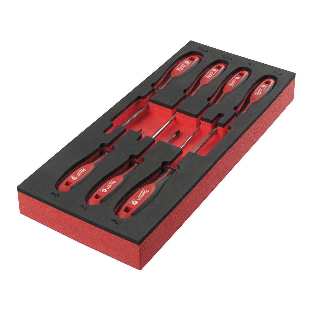 Wkładki piankowe z wkrętakami Milwaukee | Screwdriver SL & PH Set Foam Insert - 7 pc