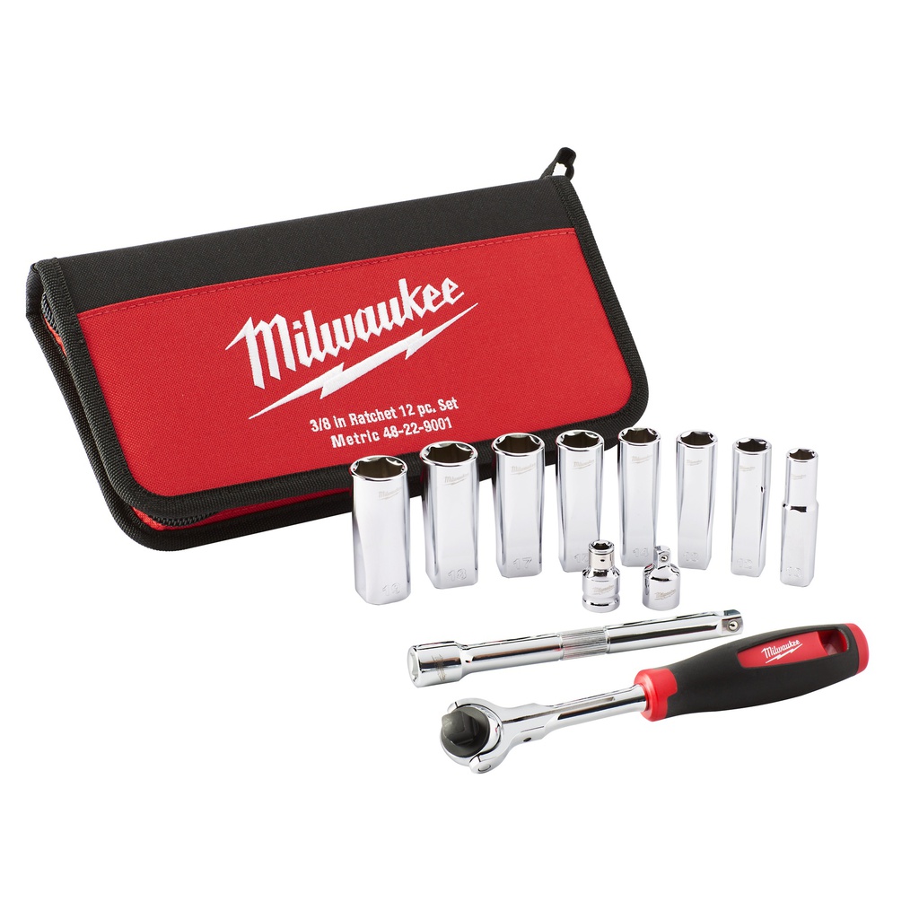 Zestaw nasadek ⅜″ z grzechotką Milwaukee | Tradesman 3/8" Ratchet Set - 12 pcs