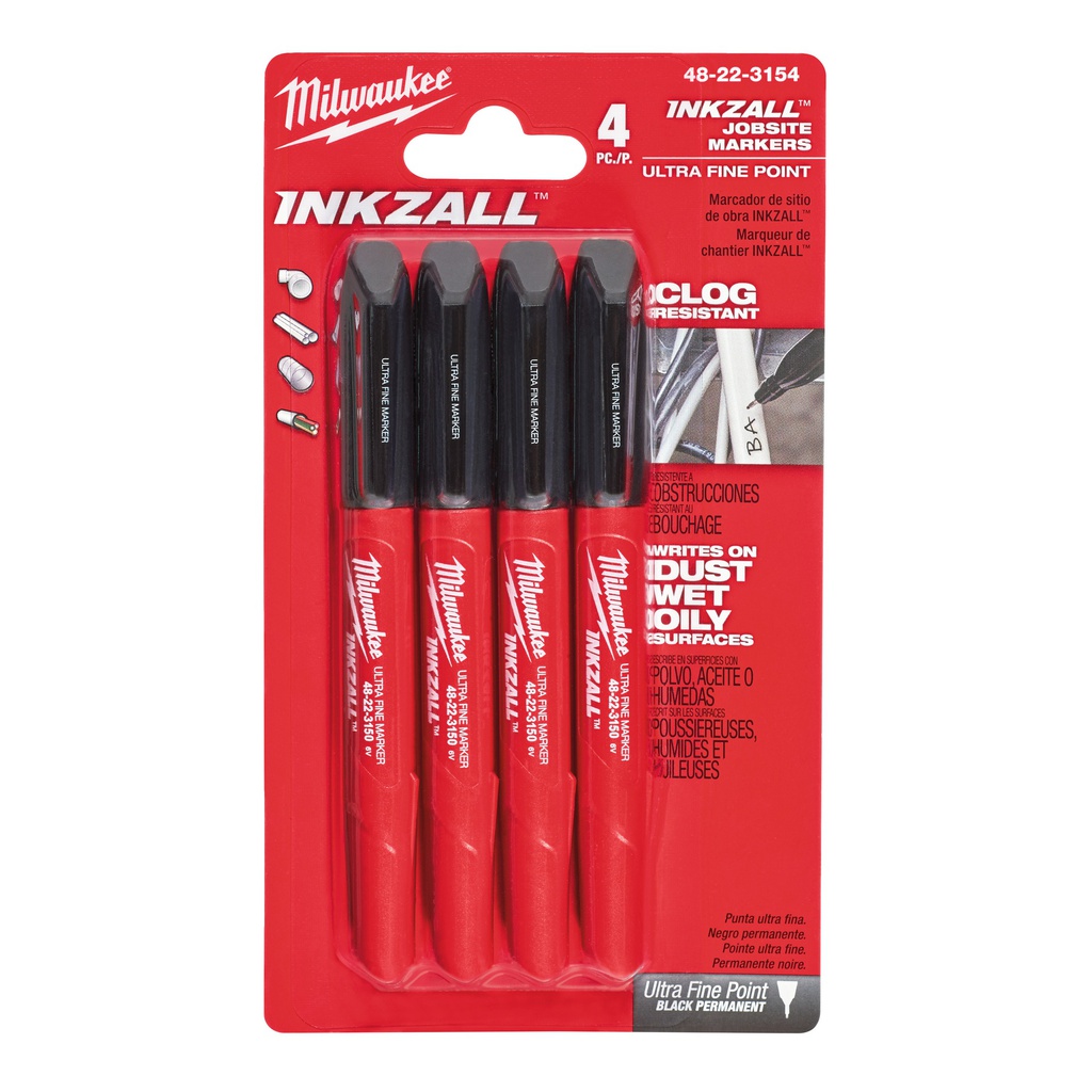 Markery INKZALL™  Milwaukee | Inkzall Fine Tip Markers - 4 pcs