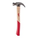 Młotek ciesielski z trzonkiem z drewna hikorowego, pazur zakrzywiony Milwaukee | Hickory Curved Claw Hammer 20oz / 570g