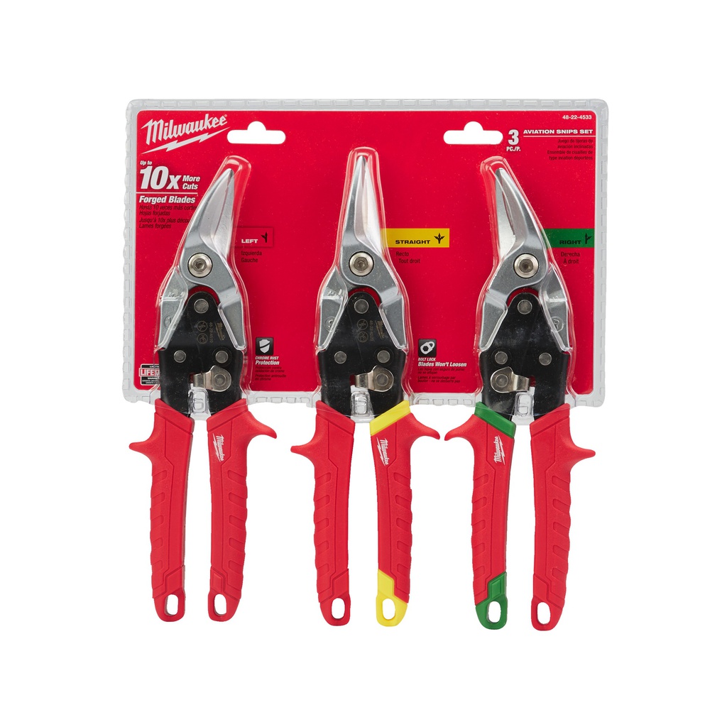 Zestaw nożyc do metalu 3 szt. Milwaukee | Metal Snips Set - 3 pcs