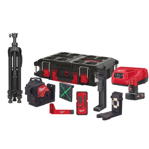 [4933478960] M12™ Laser zielony 3-płaszczyznowy 360° Milwaukee | M12 3PLKIT-401P